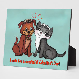 Kitty and Puppy , Happy Valentines Day! Fotoplatte