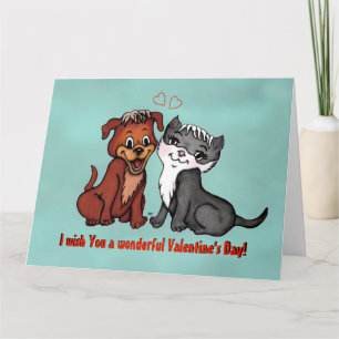 Kitty and Puppy , Happy Valentines Day! Karte