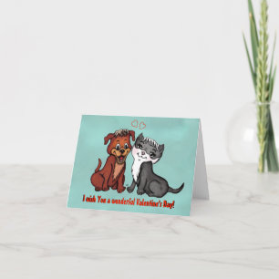 Kitty and Puppy , Happy Valentines Day! Karte