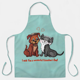 Kitty and Puppy , Happy Valentines Day! Schürze