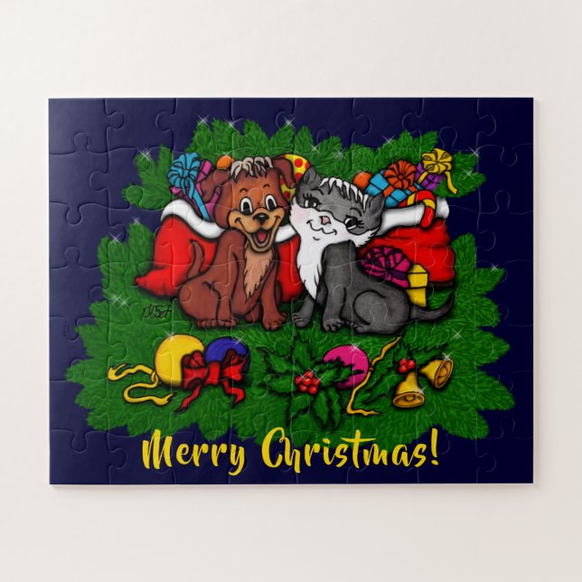Kitty and Puppy , Happy XMas (Horizontal)