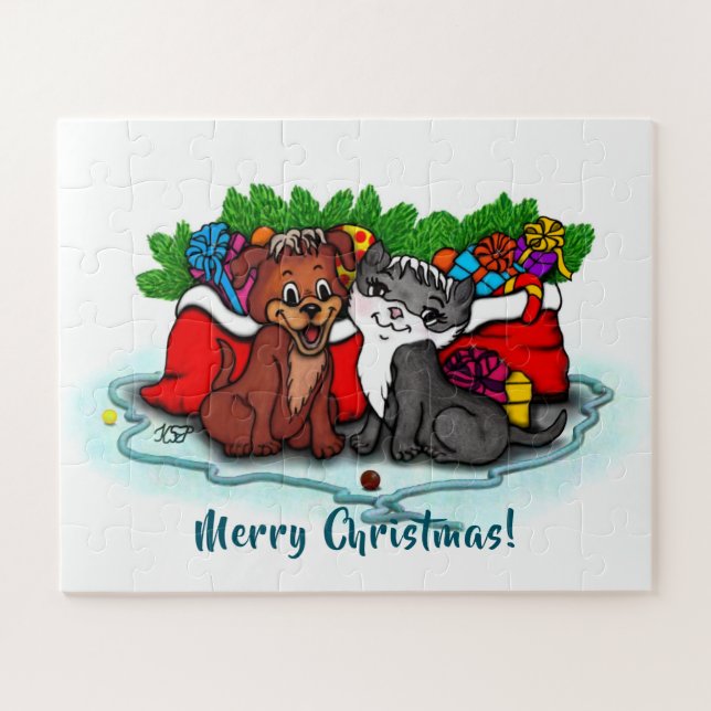 Kitty and Puppy , Happy XMas (Horizontal)