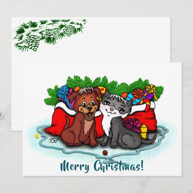 Kitty and Puppy , Happy XMas (Vorne/Hinten)