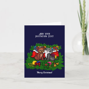 Kitty and Puppy , Happy XMas Einladung