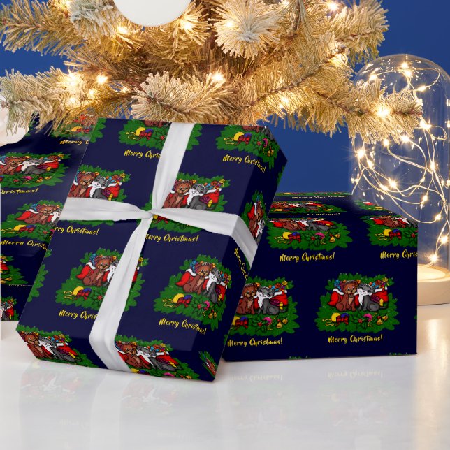 Kitty and Puppy , Happy XMas Geschenkpapier (Feiertage)