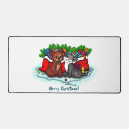 Kitty and Puppy , Happy XMas Schreibtischunterlage