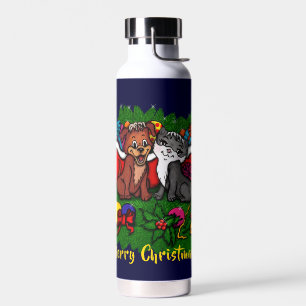 Kitty and Puppy , Happy XMas Trinkflasche