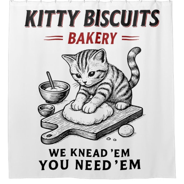 Kitty Biscuits Bäckerei Duschvorhang (Vorderseite)