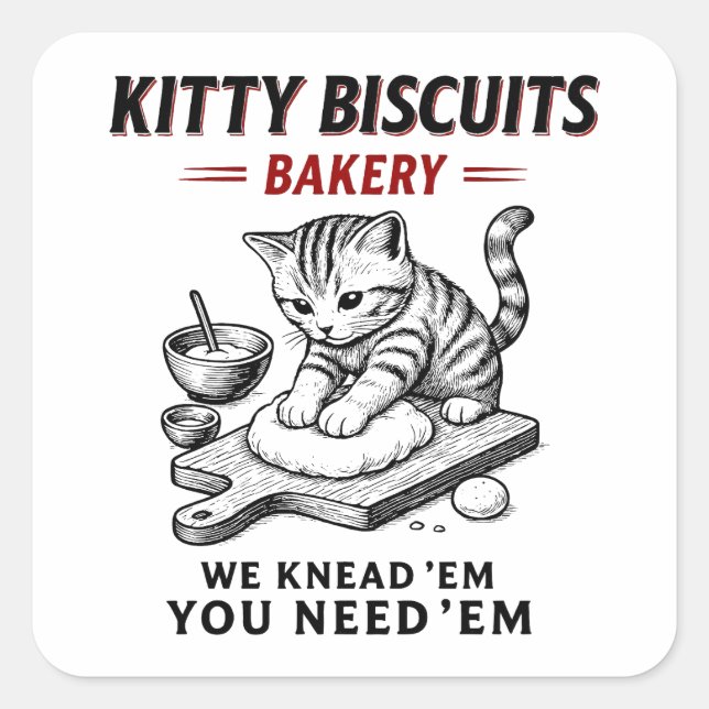 Kitty Biscuits Bäckerei Quadratischer Aufkleber (Vorderseite)
