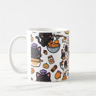 Kitty Biscuits Schwarze Katze backt Halloween-Keks Kaffeetasse