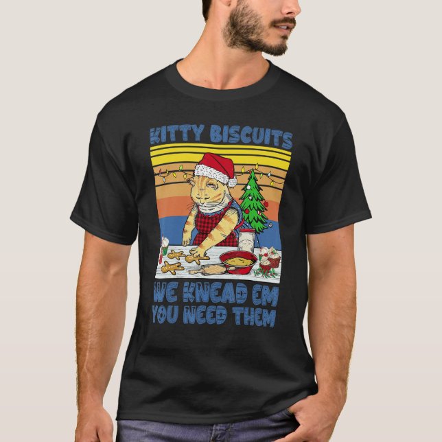 Kitty Biscuits Weihnachtskatze Backen T-Shirt (Vorderseite)