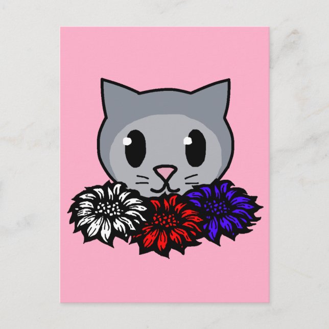 Kitty & Blume für Kinder Postkarte (Vorderseite)