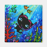 Kitty Bobbin schwimmt mit dem Fish Cat Magnet