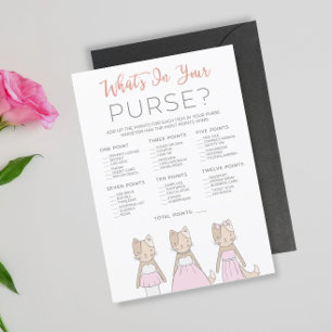 Kitty Brautparty Was ist in Ihrer Purse-Spielkarte Einladung