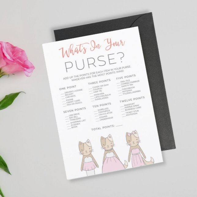 Kitty Brautparty Was ist in Ihrer Purse-Spielkarte Einladung (Von Creator hochgeladen)