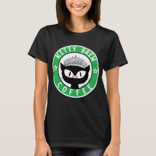 KITTY BREW CAFÉ LOGO Caricature noir T-shirt Chat