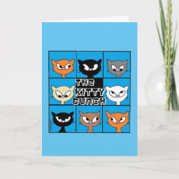 Kitty Bunch Pop Art mignonne Chat Carte d'annivers