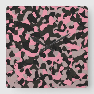 Kitty Camouflage Quadratische Wanduhr