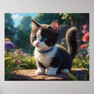 *~*  Kitty Cat 5:4  Kätzchen Blauäugiges Schwarzes Poster