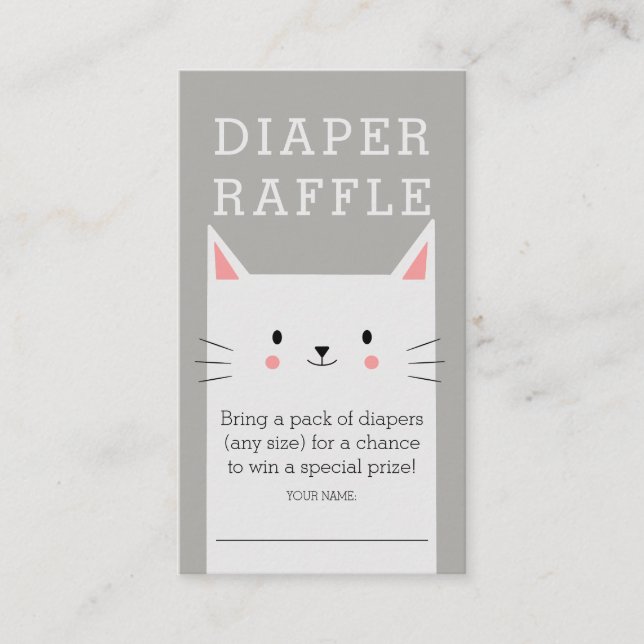 Kitty Cat Baby Dusche Windeln Raffel Ticket Begleitkarte (Vorderseite)