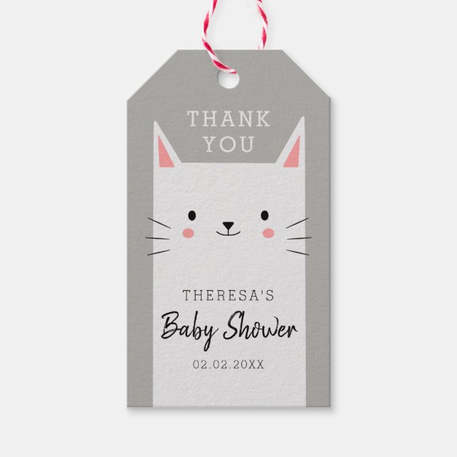 Kitty Cat Baby Shooter Vielen Dank für Ihre Unters Geschenkanhänger (Vorderseite)
