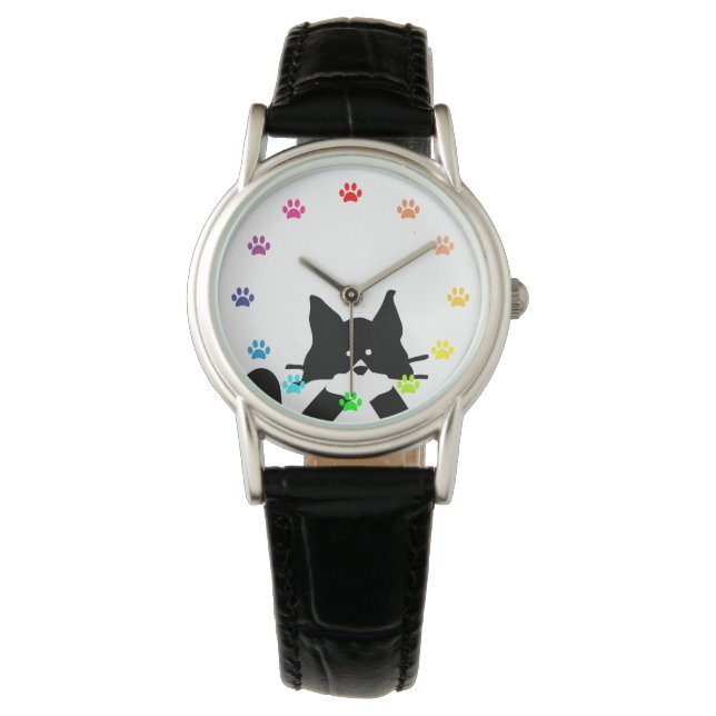 Kitty Cat bedecken Mund mit Paws als Anzahl Armbanduhr (Vorderseite)