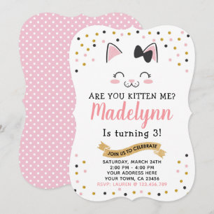 Kitty Cat Birthday Einladung