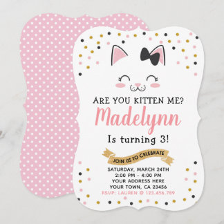 Kitty Cat Birthday Einladung