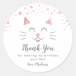 Kitty Cat Birthday Party Fevor Runder Aufkleber