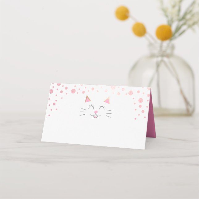 Kitty Cat Birthday Party Food Zelt Platzkarte (Vorderseite)