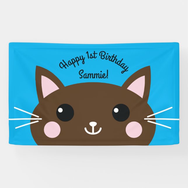Kitty Cat Birthday Party Kinder Banner (Horizontal)