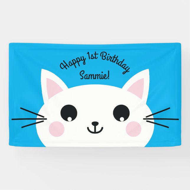 Kitty Cat Birthday Party Kinder Banner (Horizontal)