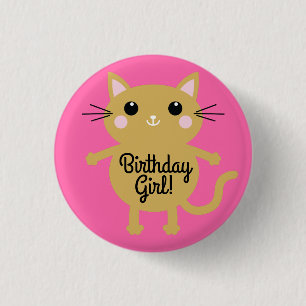 Kitty Cat Birthday Party Kinder Button