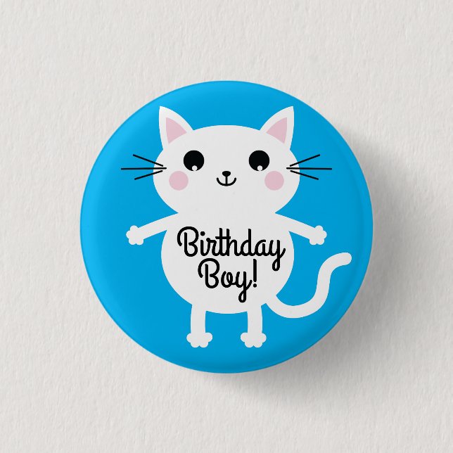 Kitty Cat Birthday Party Kinder Button (Vorderseite)