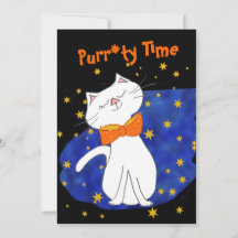 Kitty Cat Blue Starry Night mit Gold Stars