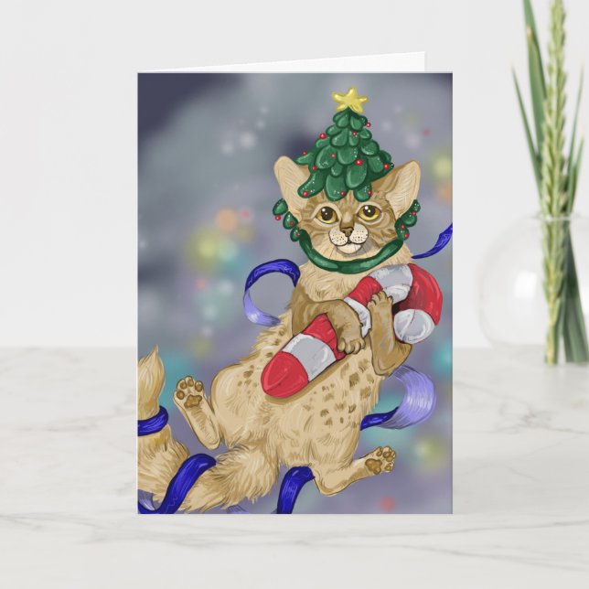 Kitty Cat Christmas Card Feiertagskarte (Vorderseite)
