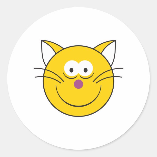 Kitty Cat Face Runder Aufkleber (Vorderseite)