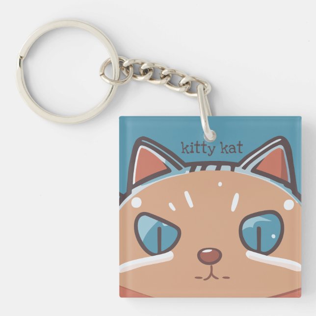 Kitty Cat Faced Schlüsselanhänger (Vorderseite)
