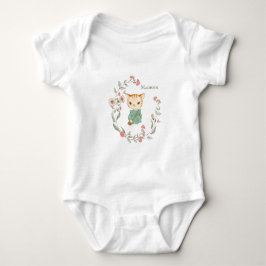 Kitty Cat Floral Personalisiert Name Girl Baby Strampler
