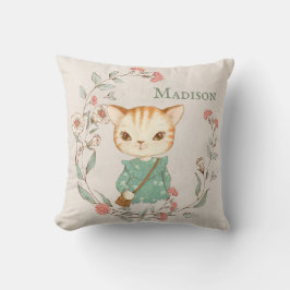 Kitty Cat Floral Personalisiert Name Girl Kissen