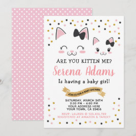 Kitty Cat Girls Babydusche Einladung