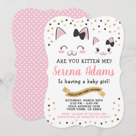 Kitty Cat Girls Babydusche Einladung