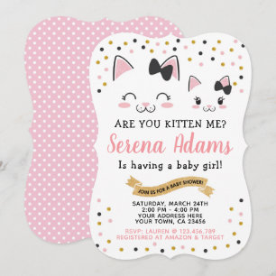 Kitty Cat Girls Babydusche Einladung
