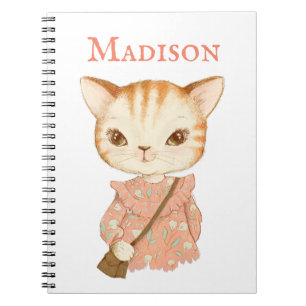 Kitty Cat Girly Vintager Niedlicher Name Personali Notizblock