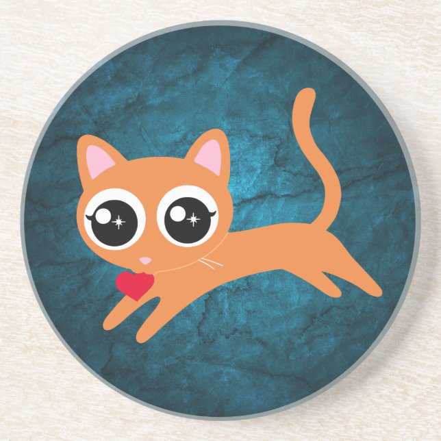Kitty Cat Heart Dieb Niedliches Geschenk für Mädch Getränkeuntersetzer (Vorne)