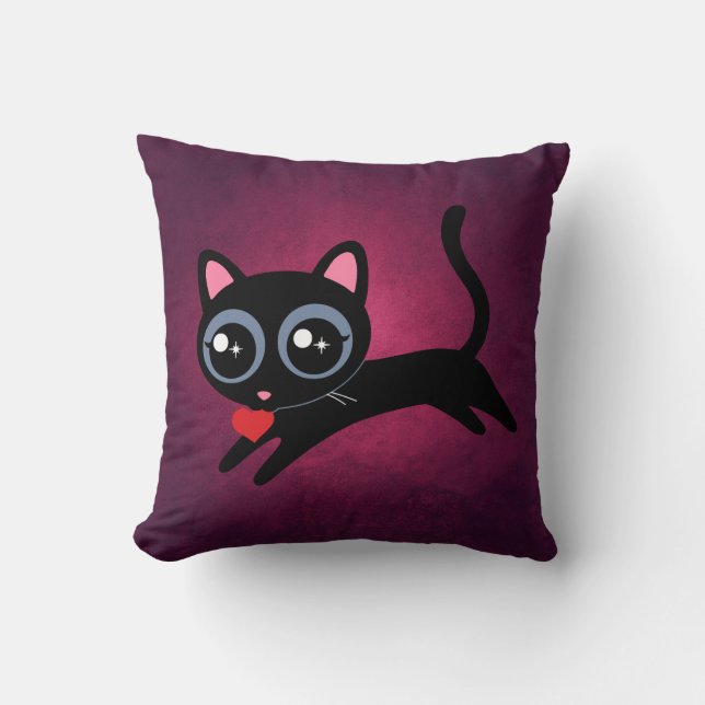 Kitty Cat Heart Dieb Niedliches Geschenk für Mädch Kissen (Vorderseite)