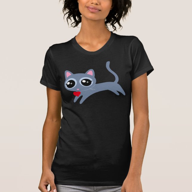 Kitty Cat Heart Dieb Niedliches Geschenk für Mädch T-Shirt (Vorderseite)