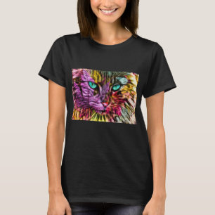 Kitty Cat Herbstlaub Farbiges Künstlerisches Desig T-Shirt