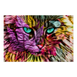 Kitty Cat Herbstlaube Farbiges Künstlerisches Desi Poster