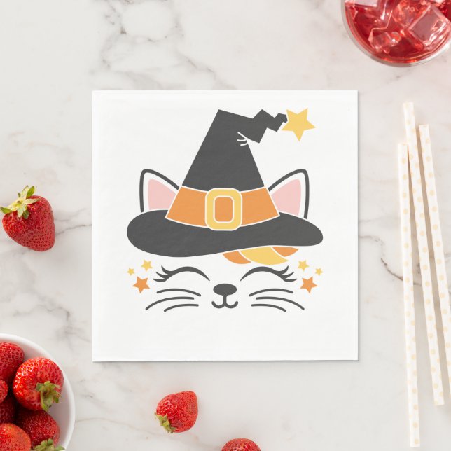Kitty Cat Hexe Halloween-Party Napkins Serviette (Beispiel)
